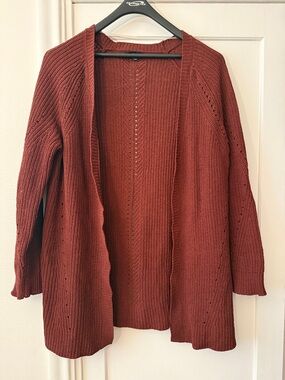 Open-Front Rust Knit Women's Cardigan Sweater - Women's Large - Love Ellie